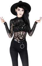 Women's Black Moon Child Mesh Bodysuit – XS–3XL