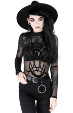 Women's Black Moon Child Mesh Bodysuit – XS–3XL