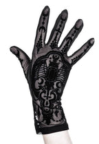 Women's Gothic Bejewelled Bat Mesh Gloves – 28cm