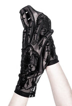 Women's Gothic Bejewelled Bat Mesh Gloves – 28cm
