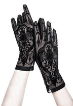 Women's Gothic Bejewelled Bat Mesh Gloves – 28cm