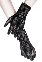Women's Gothic Bejewelled Bat Mesh Gloves – 28cm