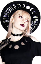 Black Moon Child Wide-Brim Wool Hat – 58cm