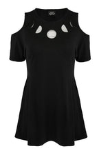 Women's Black Moon Phases Cutout Dress – S–3XL
