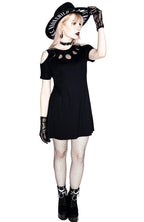Women's Black Moon Phases Cutout Dress – S–3XL