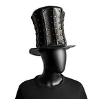 Gothic Steampunk Top Hat – Faux Leather with Gold Rivets