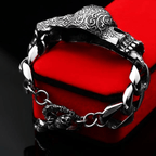 Men's Gothic Red-Eye Skull Bracelet – Stainless Steel