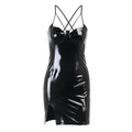 Women's Gothic PU Leather Mini Dress