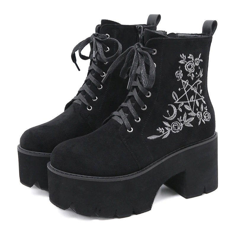 Women's Gothic Floral Boots