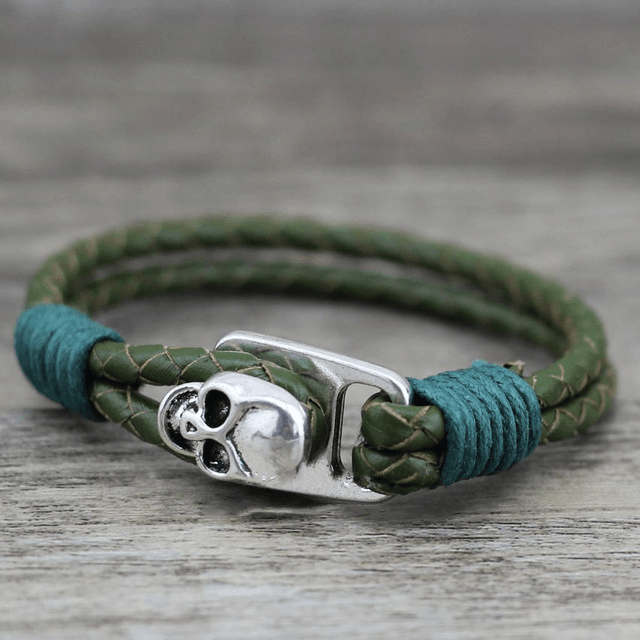 Gothic Genuine Leather Skull Bracelet – 8 Colours