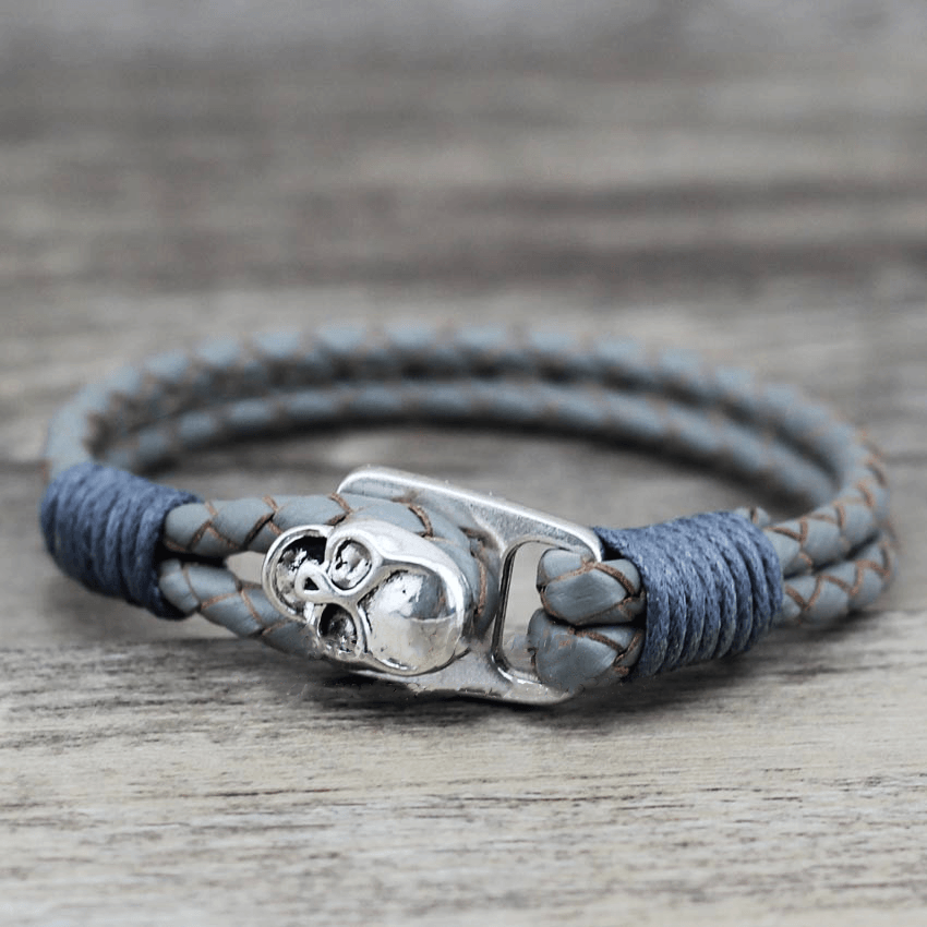Gothic Genuine Leather Skull Bracelet – 8 Colours