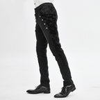 Men's Gothic Vampire Slim Trousers – Velvet Lace Panels
