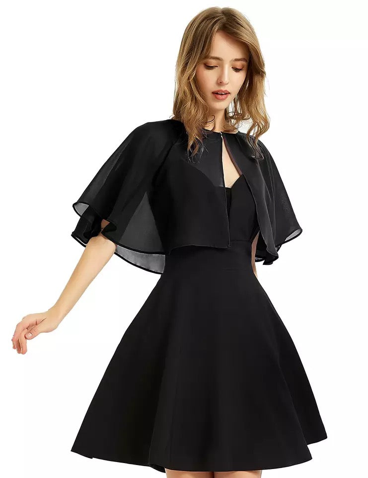 Women's Black Widow Retro Dress with Removable Collar – S–XXL