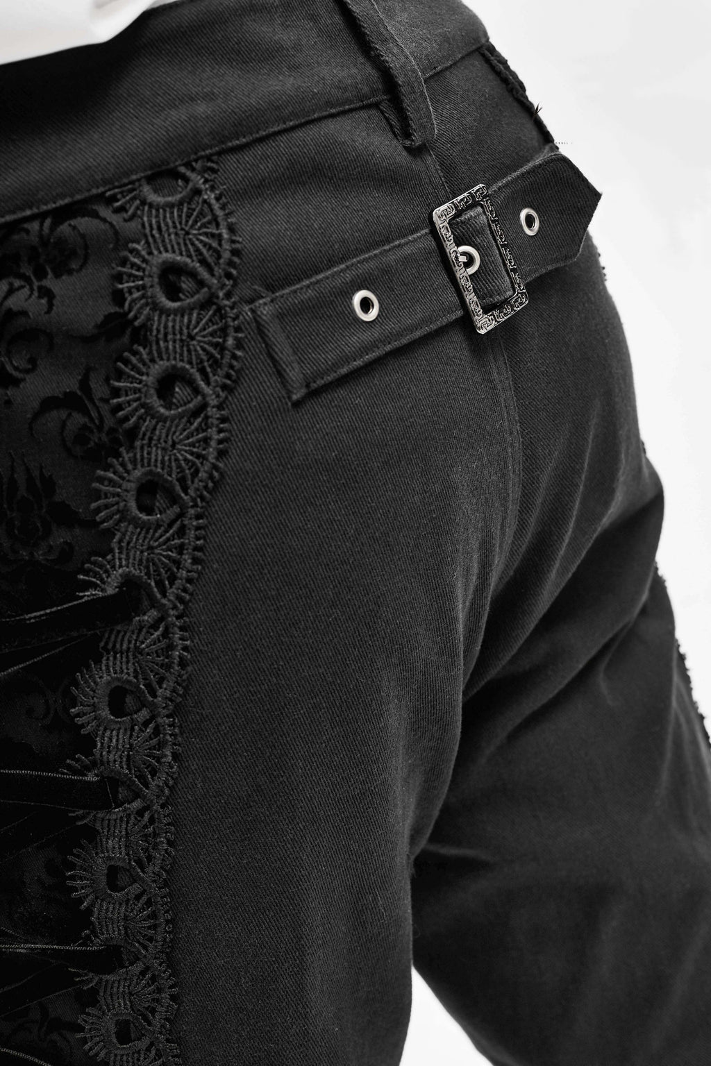 Men's Gothic Vampire Slim Trousers – Velvet Lace Panels