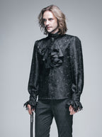 Men's Gothic Vampire Shirt with Ruffled Cuffs & Jabot – S–4XL