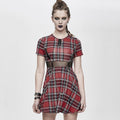 Women's Red Tartan Chain Mini Dress – XS–4XL