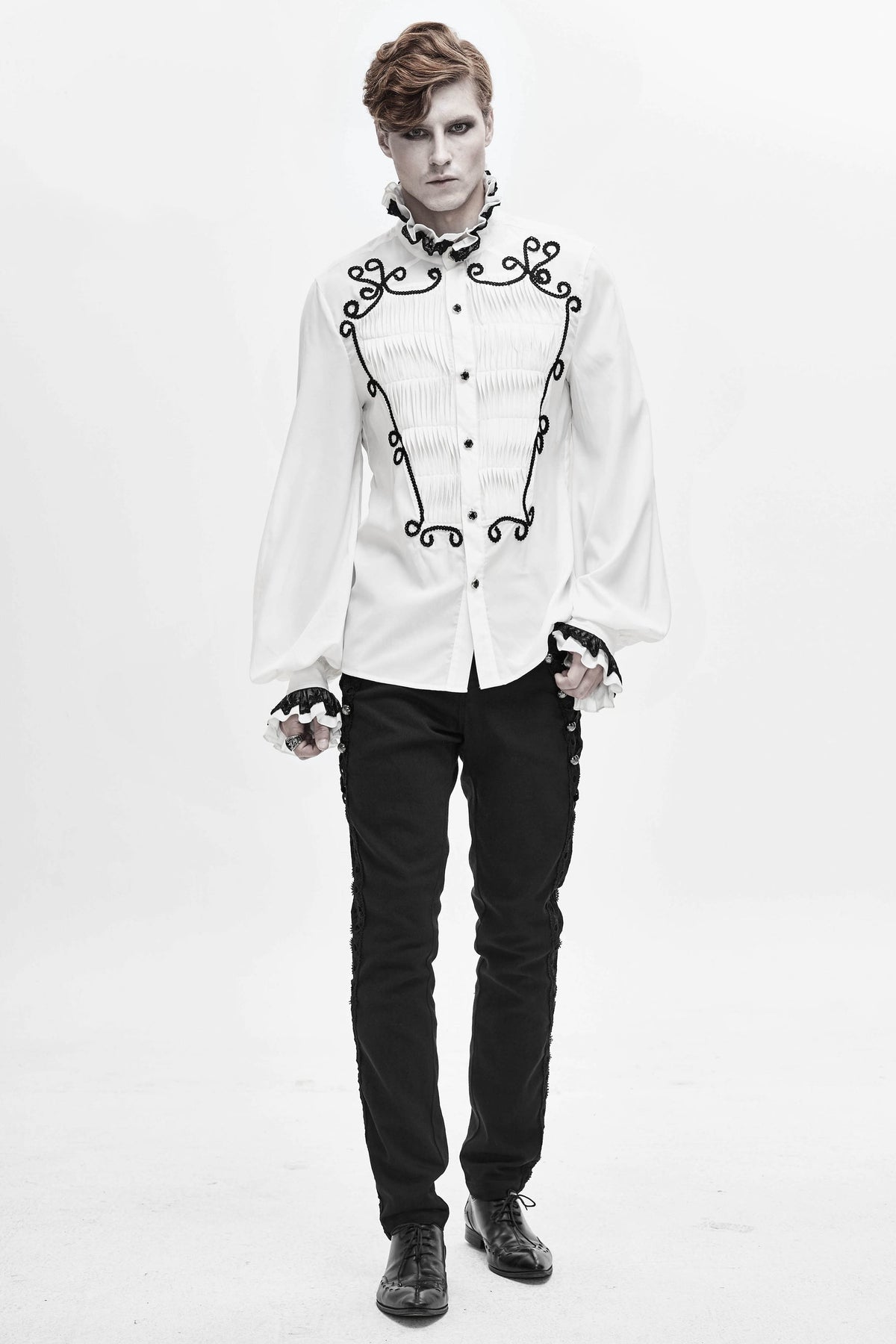 Men's Gothic Vampire Slim Trousers – Velvet Lace Panels
