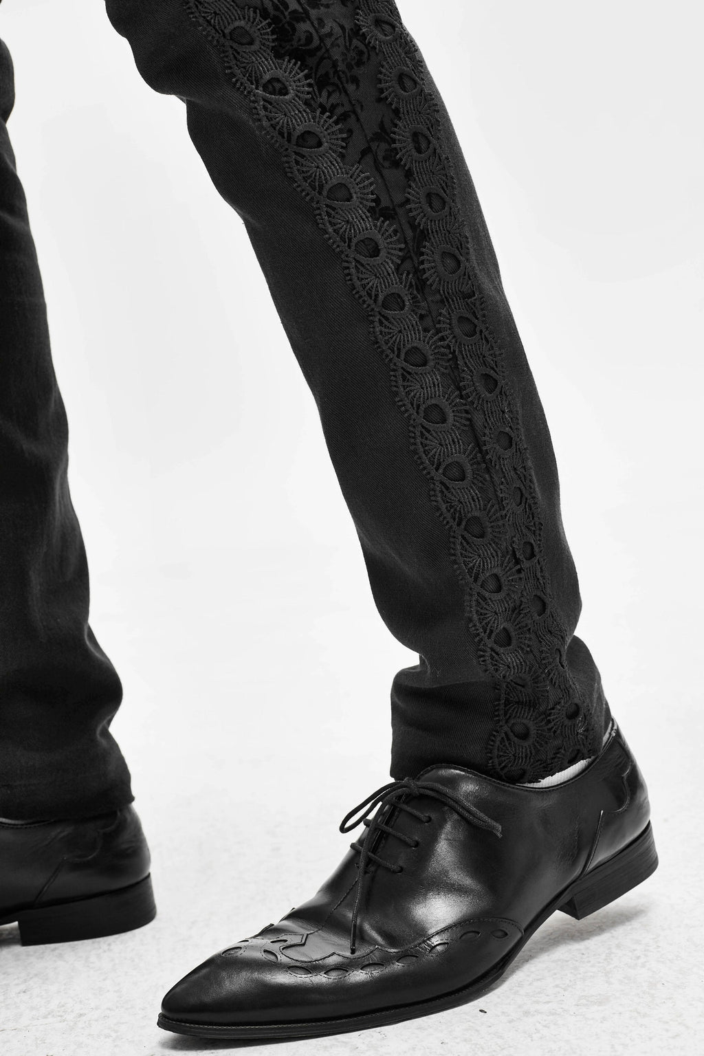 Men's Gothic Vampire Slim Trousers – Velvet Lace Panels