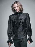 Men's Gothic Vampire Shirt with Ruffled Cuffs & Jabot – S–4XL