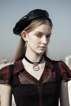 Women's Black & Red Plaid Skull Button Mini Dress – XS–4XL