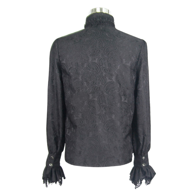 Men's Gothic Vampire Shirt with Ruffled Cuffs & Jabot – S–4XL