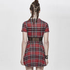 Women's Red Tartan Chain Mini Dress – XS–4XL