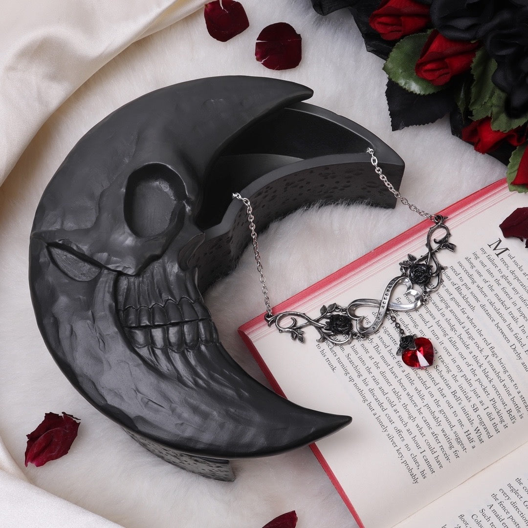 Black Skull Moon Resin Trinket Box