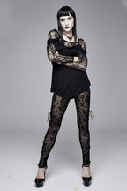 Women's Gothic Lace Cameo Leggings – Black & Nude, XS–3XL