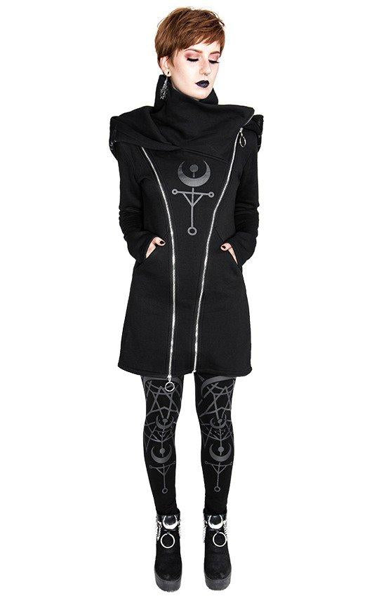 Women's Black Twin Moon Cotton Leggings – XS–3XL
