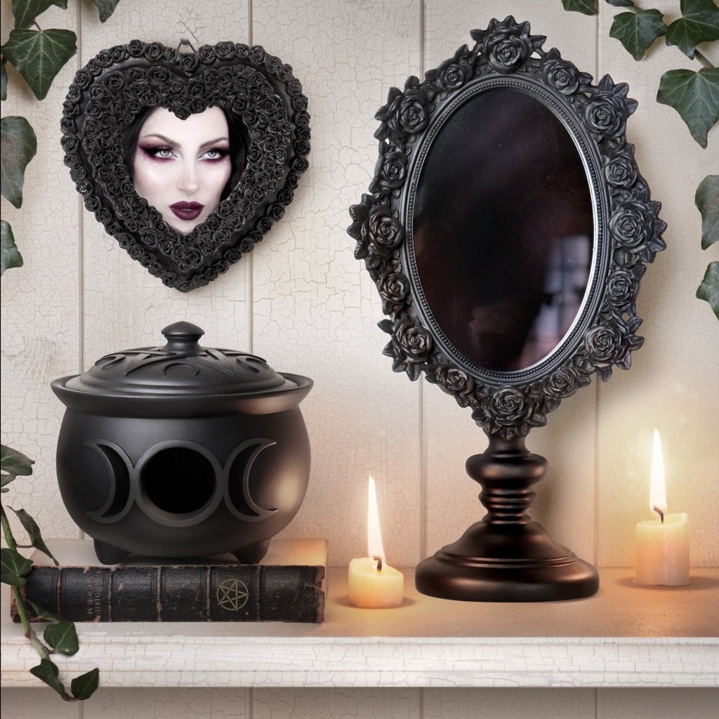Black Rose Freestanding Resin Mirror