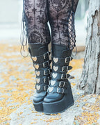 Women's Gothic Lace Cameo Leggings – Black & Nude, XS–3XL