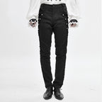 Men's Gothic Vampire Slim Trousers – Velvet Lace Panels