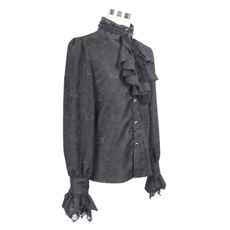 Men's Gothic Vampire Shirt with Ruffled Cuffs & Jabot – S–4XL