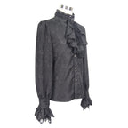 Men's Gothic Vampire Shirt with Ruffled Cuffs & Jabot – S–4XL
