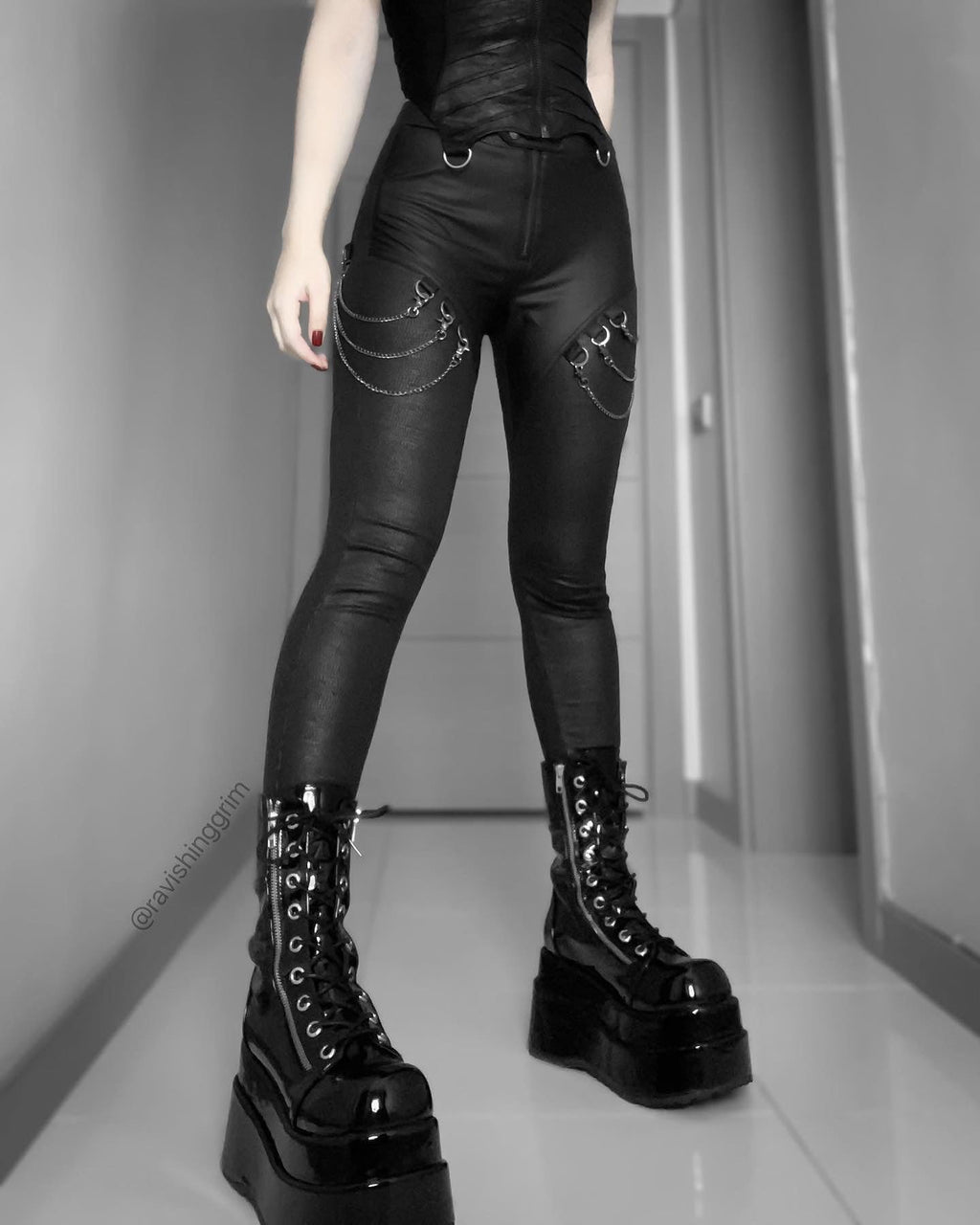 Women's Mid-Calf Patent Platform Boots – Lace-Up