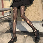 Women's Black Ripped Nylon Tights – One Size