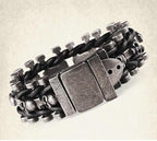 Men's Gothic Woven Leather Skull Bracelet – 20 & 22cm