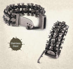Men's Gothic Woven Leather Skull Bracelet – 20 & 22cm