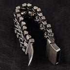 Men's Gothic Woven Leather Skull Bracelet – 20 & 22cm