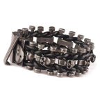 Men's Gothic Woven Leather Skull Bracelet – 20 & 22cm