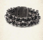 Men's Gothic Woven Leather Skull Bracelet – 20 & 22cm