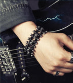 Men's Gothic Woven Leather Skull Bracelet – 20 & 22cm