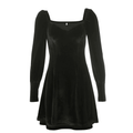 Women's Long-Sleeve Velvet-Look Gothic Dress – S–L