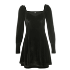 Women's Long-Sleeve Velvet-Look Gothic Dress – S–L
