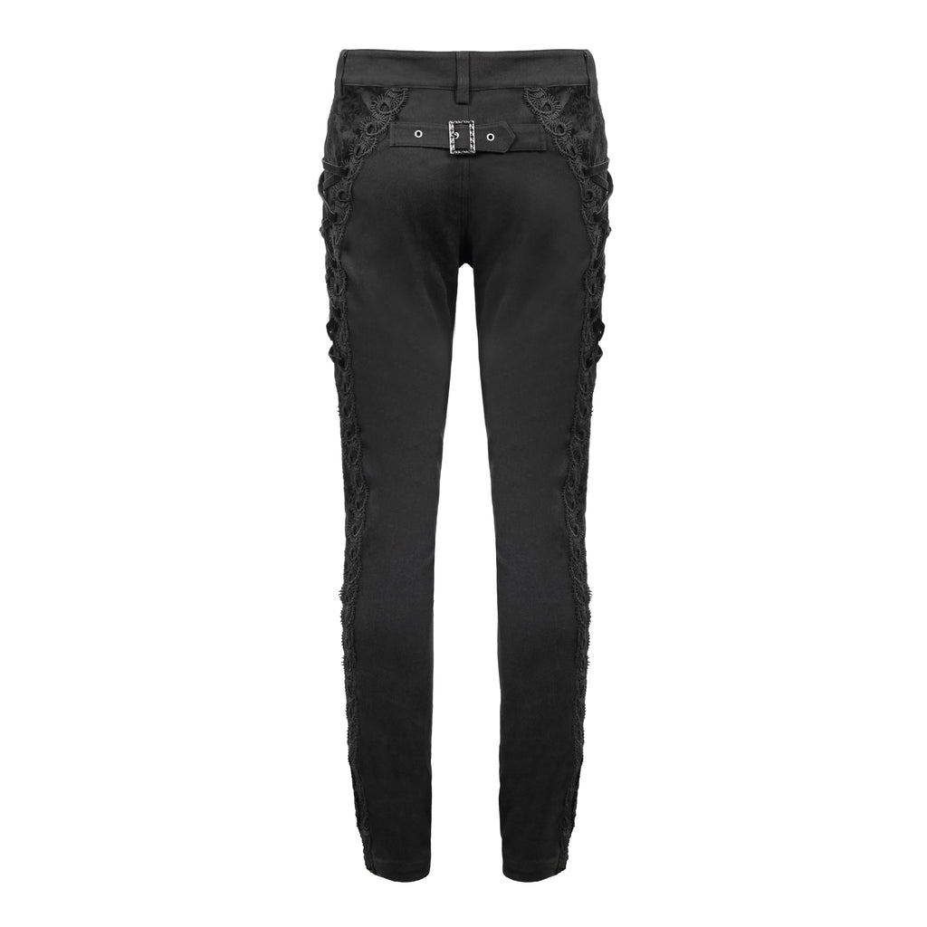 Men's Gothic Vampire Slim Trousers – Velvet Lace Panels