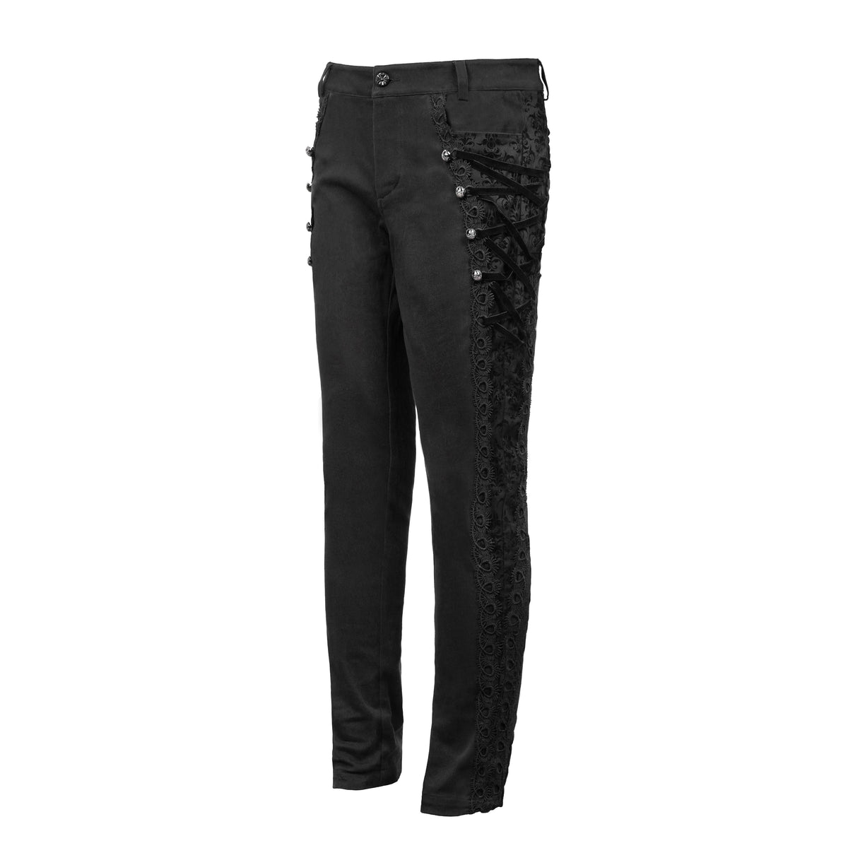 Men's Gothic Vampire Slim Trousers – Velvet Lace Panels
