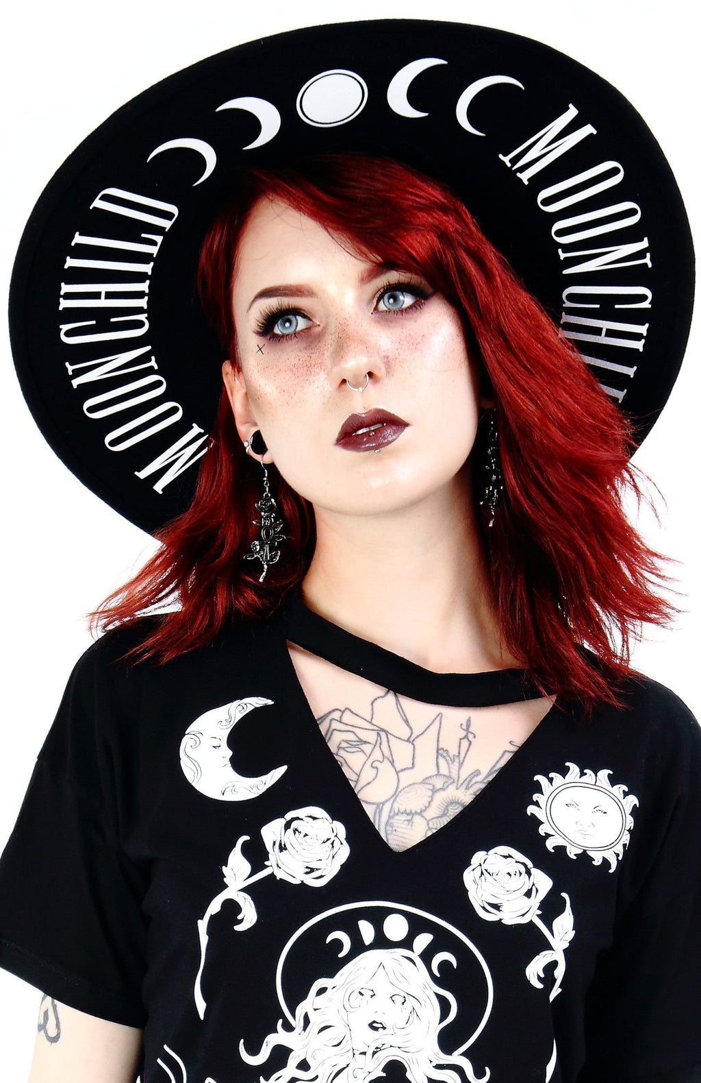 Black Moon Child Wide-Brim Wool Hat – 58cm