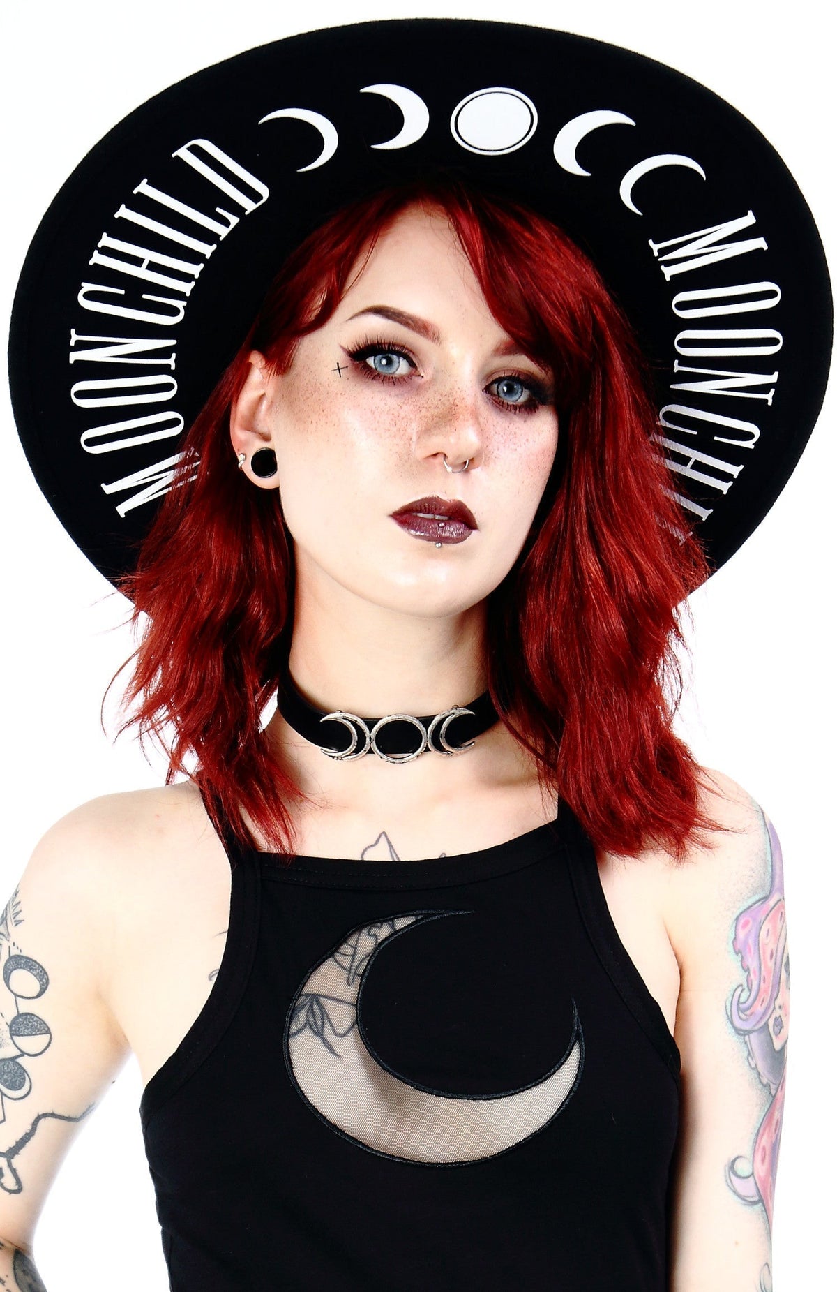Black Moon Child Wide-Brim Wool Hat – 58cm