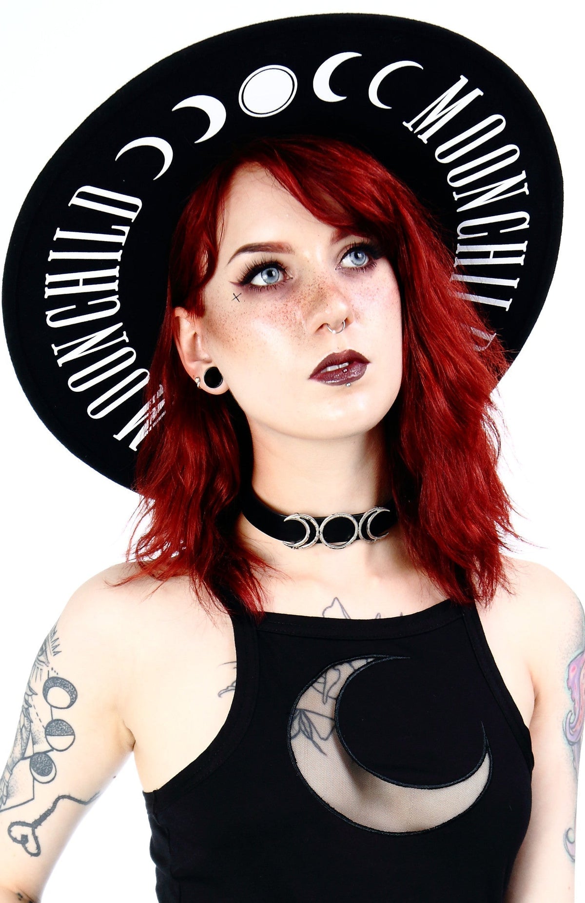 Black Moon Child Wide-Brim Wool Hat – 58cm