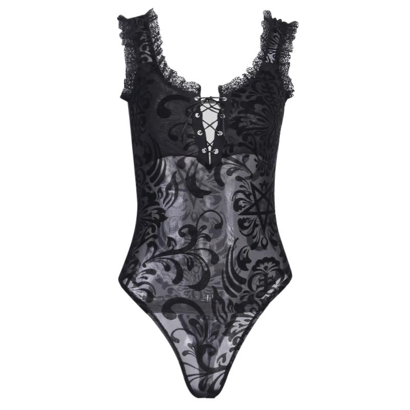 Women's Black Moonlight Shadow Gothic Bodysuit – S–XXL